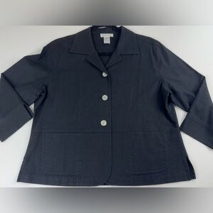 GETT Linen Blend Lagenlook Crop Sleeve Black Jacket Womens Large